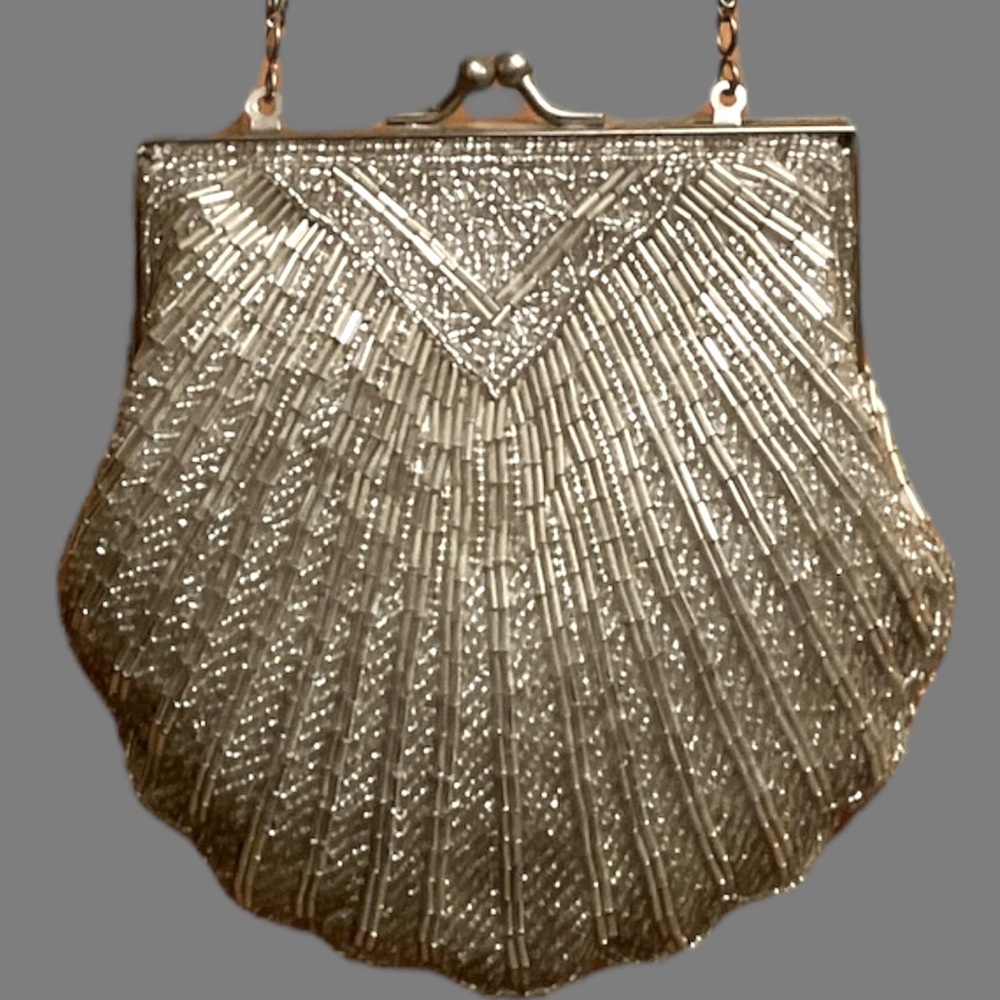 Vintage Silver Beaded Evening Bag
